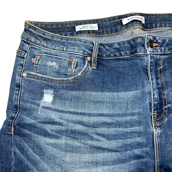 Vigoss Womens Marley Fit Denim Blue Jean Shorts Mid Rise Stretch Dark Wash Sz 18 - Picture 2 of 8